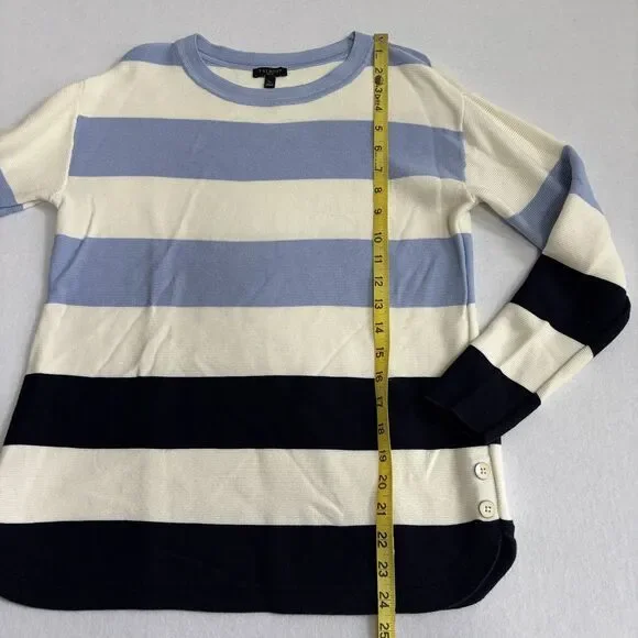 Talbots Button Detail Striped Sweater Women's SP Blue White Nautical Preppy - Picture 7 of 10